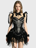 Crimson Noir — Black-Red Gothic Corset Dress