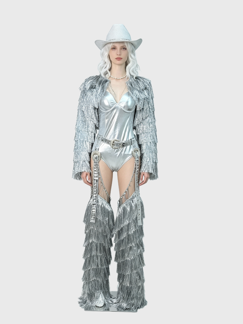 Silver Space Cowgirl — Fringe Western Rave Set