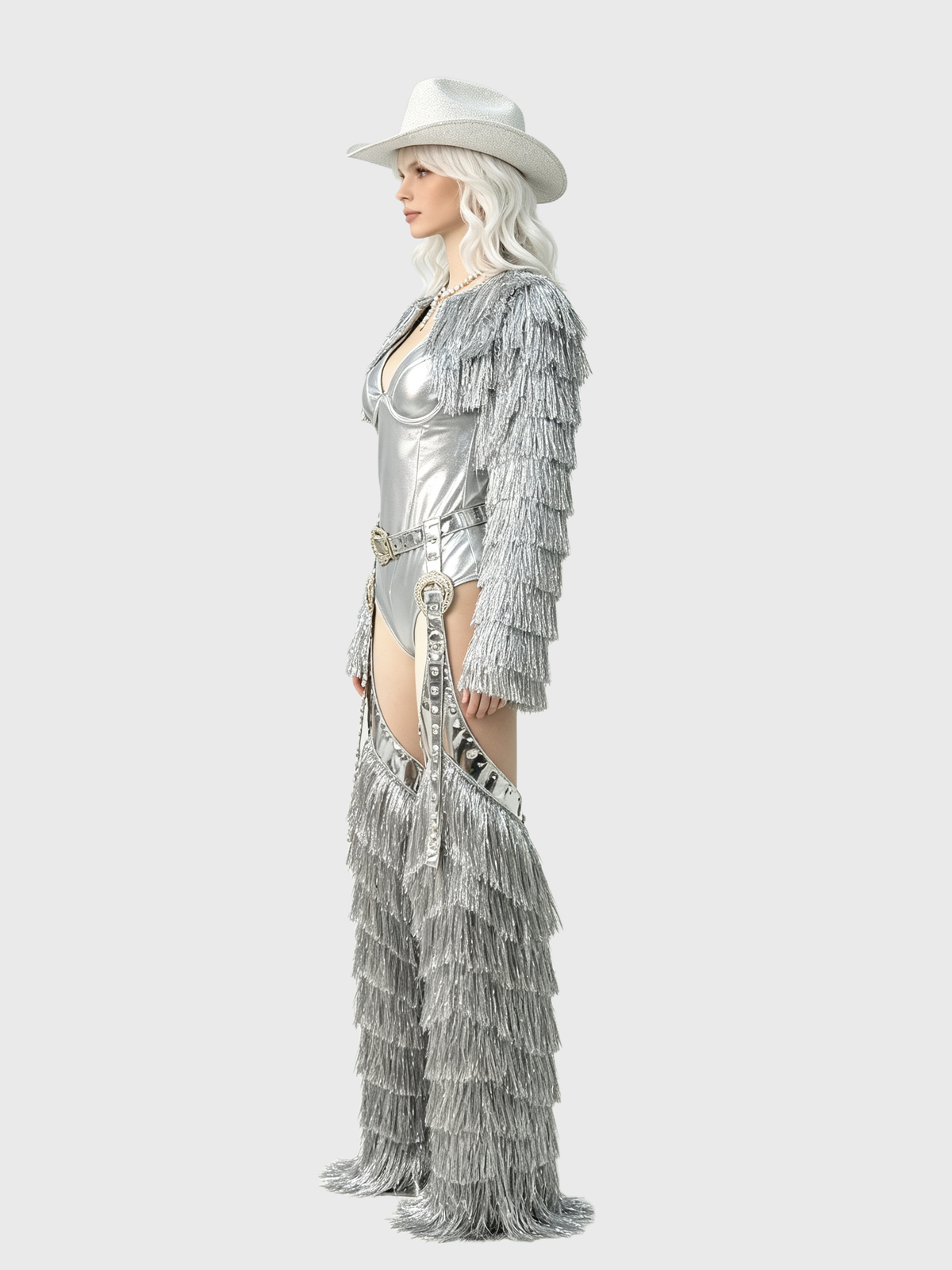 Silver Space Cowgirl — Fringe Western Rave Set