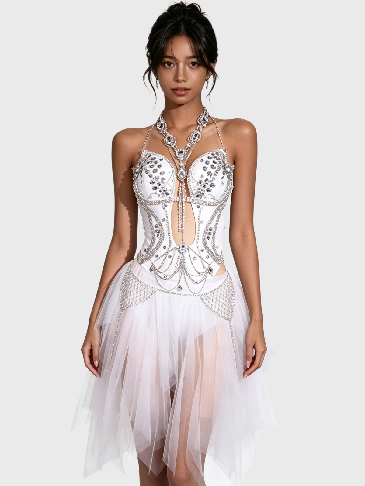 Silver Mist — Rhinestone Halter Fairy Set