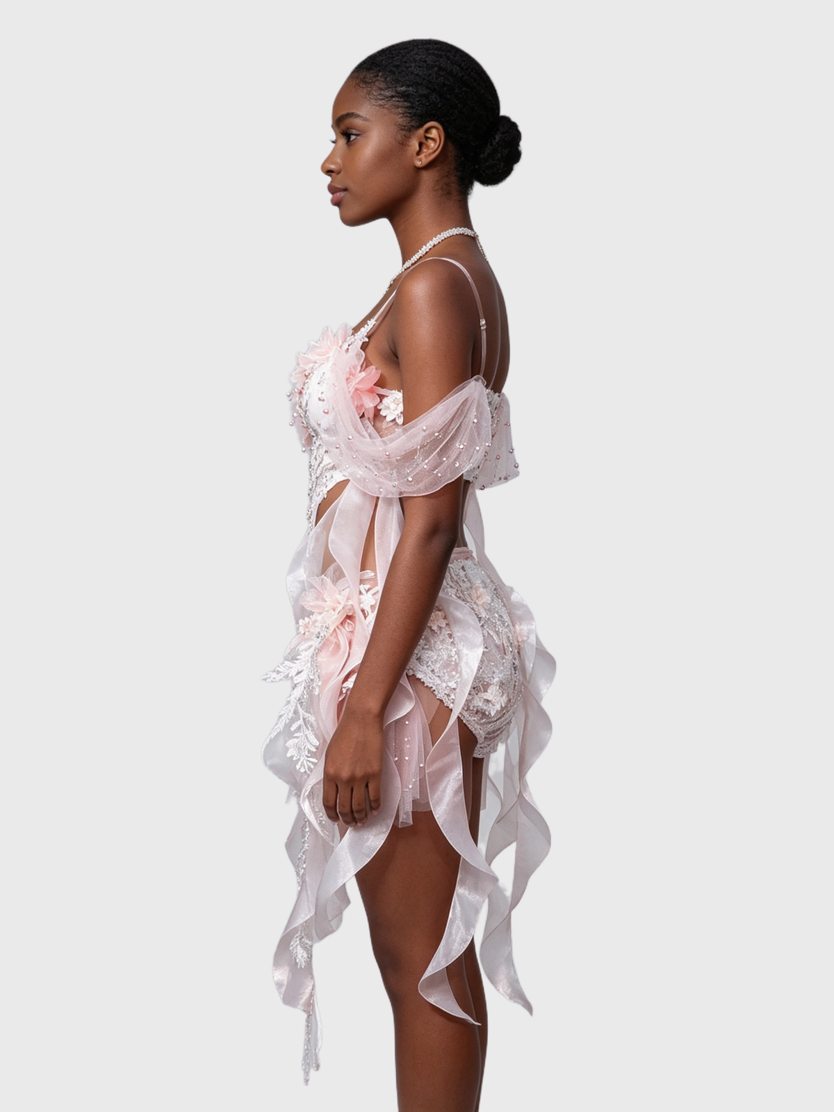 Monet Garden — Pink-White Flower Bustier Set