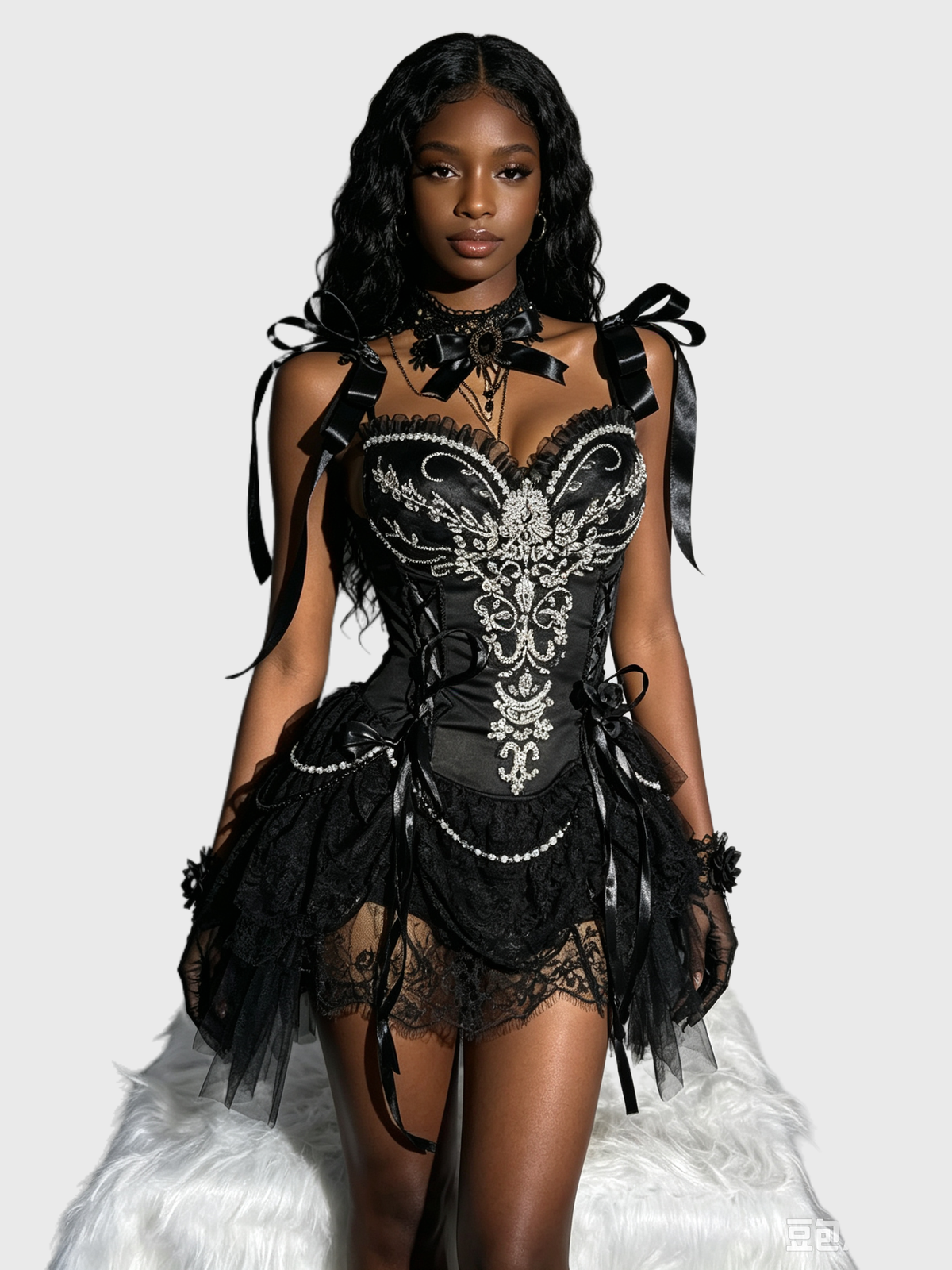 Crimson Noir — Black-Red Gothic Corset Dress