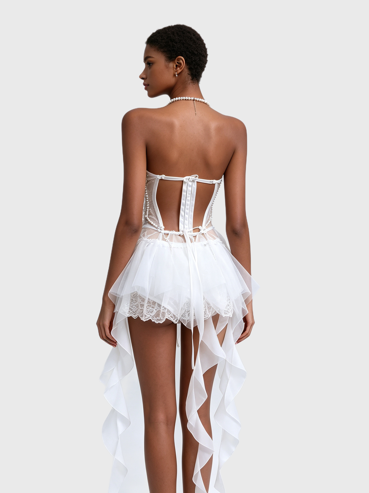 Celestial Pearl — White Bustier Tassel Set