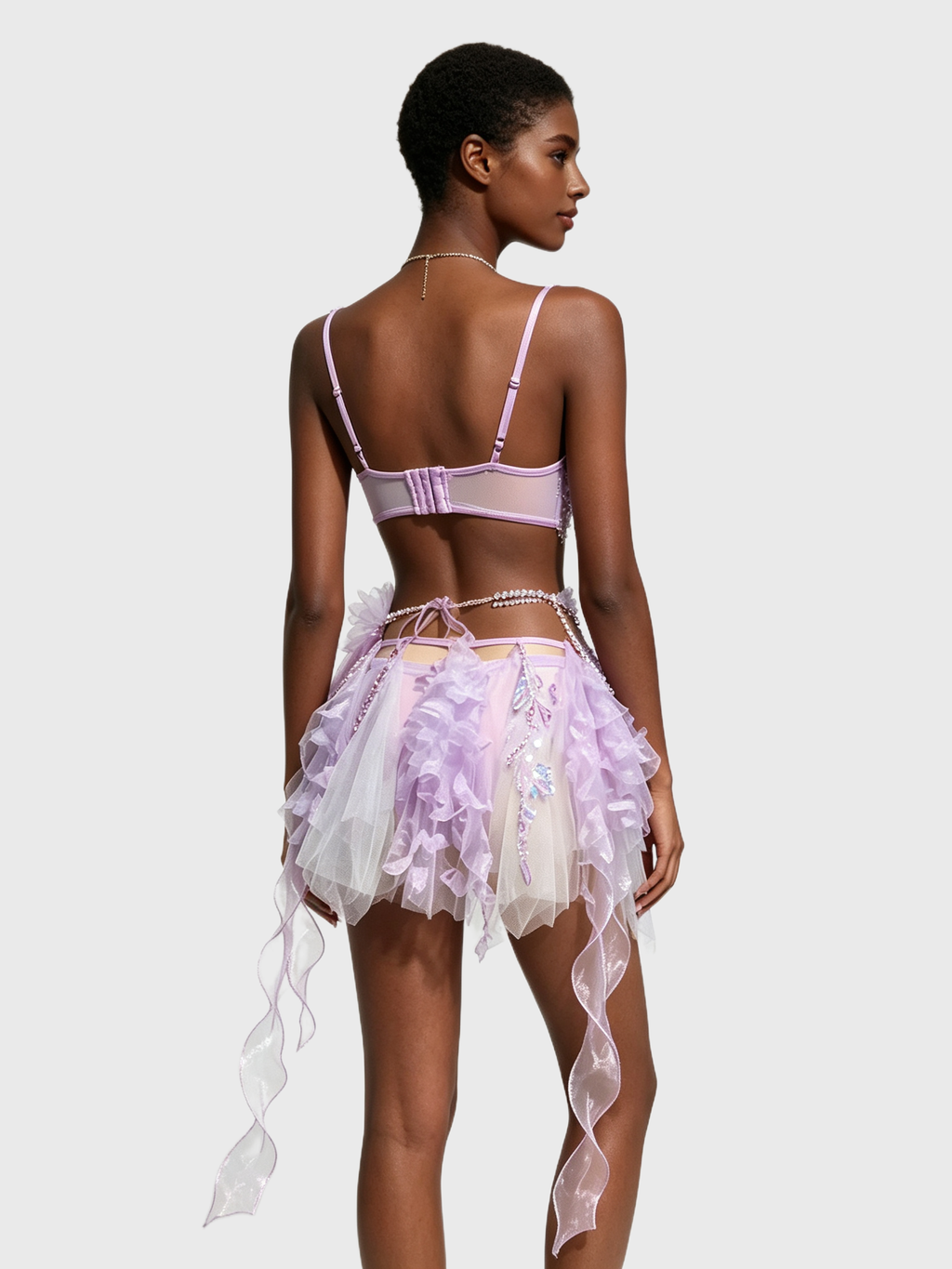 Lilac Butterfly — Purple Beaded Two-Piece Set