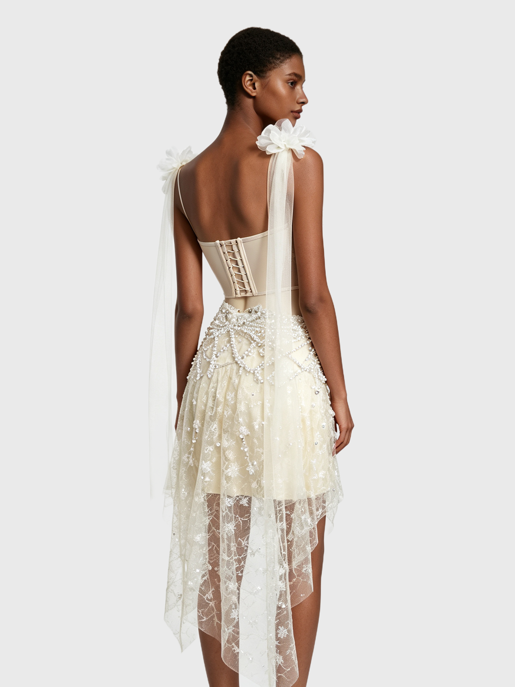 Champagne Pearl — One-Shoulder Fairy Bustier Set