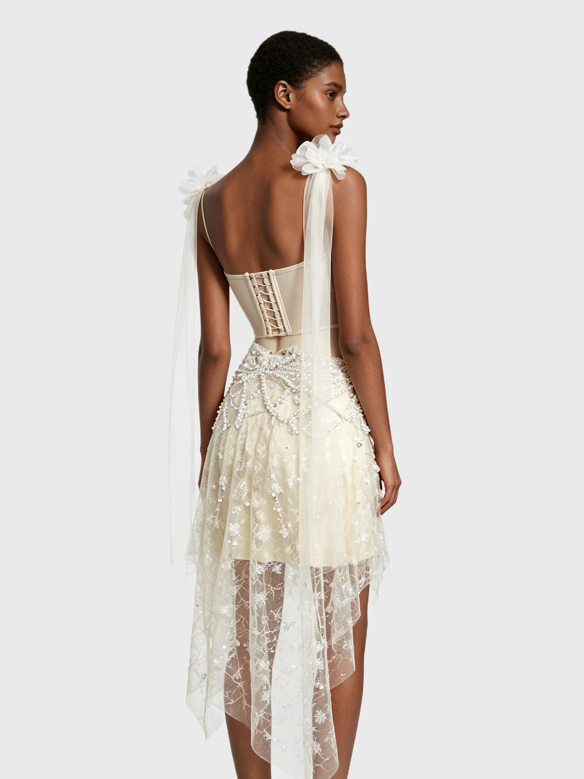 Champagne Pearl — One-Shoulder Fairy Bustier Set